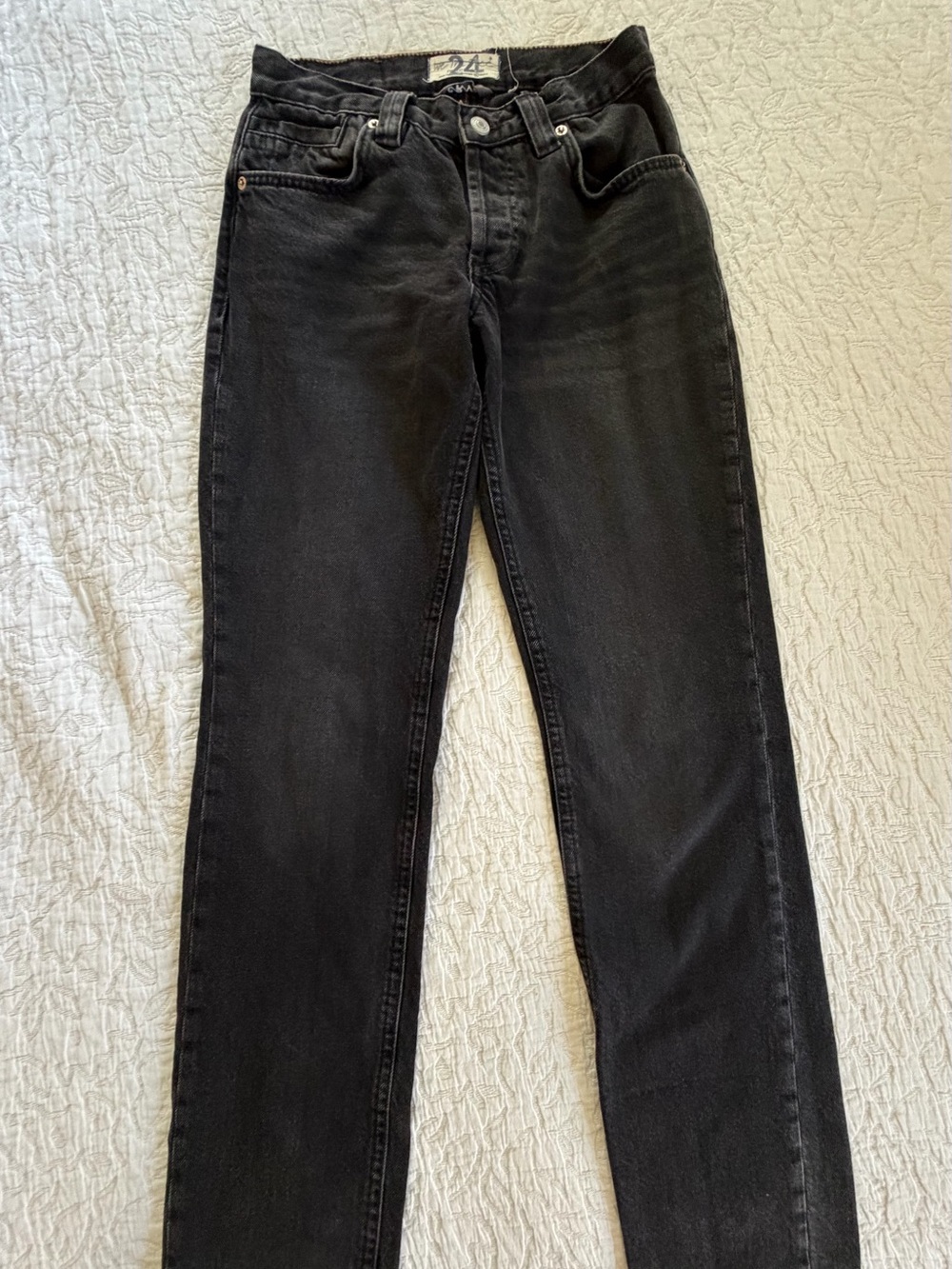 Free People We The Free CRVY Black Wash Straight Leg Jeans Size 24